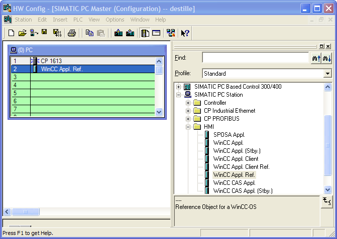 پنجره اپلیکیشن WinCC Siemens HMI